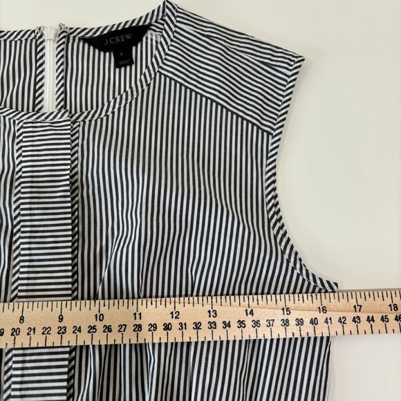 J Crew Striped Cotton Dress Size 2 Gray White Classic Preppy - Picture 10 of 11